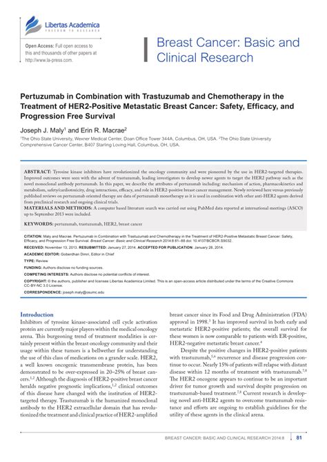 spmchrmo|Combination of Pertuzumab and Trastuzumab in the Treatment of .